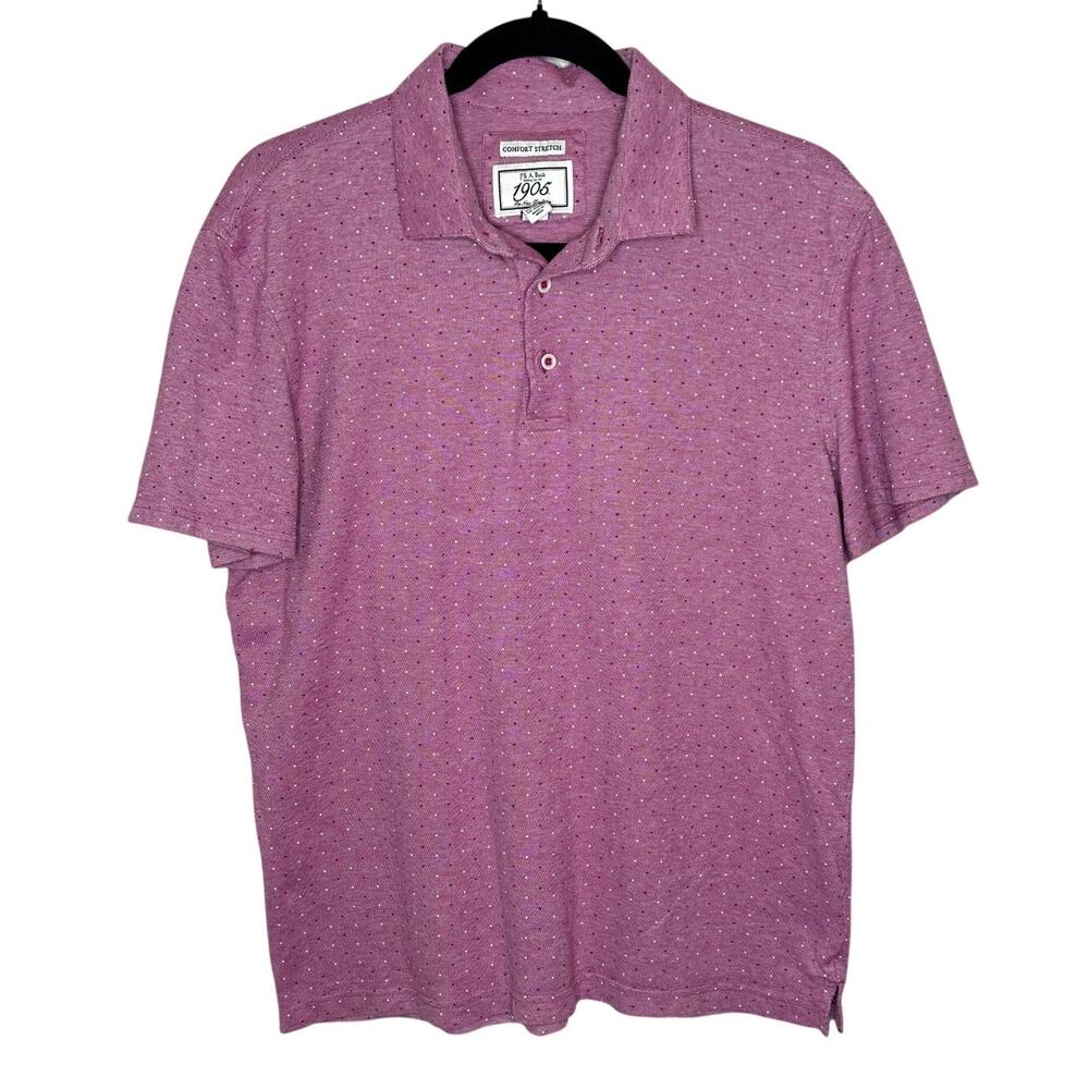 Jos A Bank 1905 Comfort Stretch Polo Shirt Red Polka Dot Mens M Tailored Fit EUC